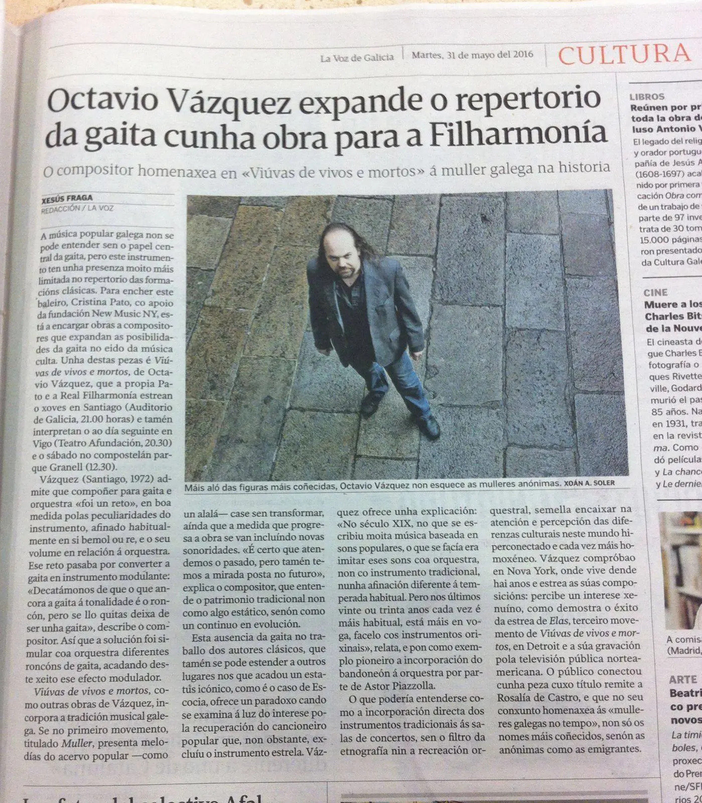 La Voz de Galicia feature on Widows of the Living and of the Dead